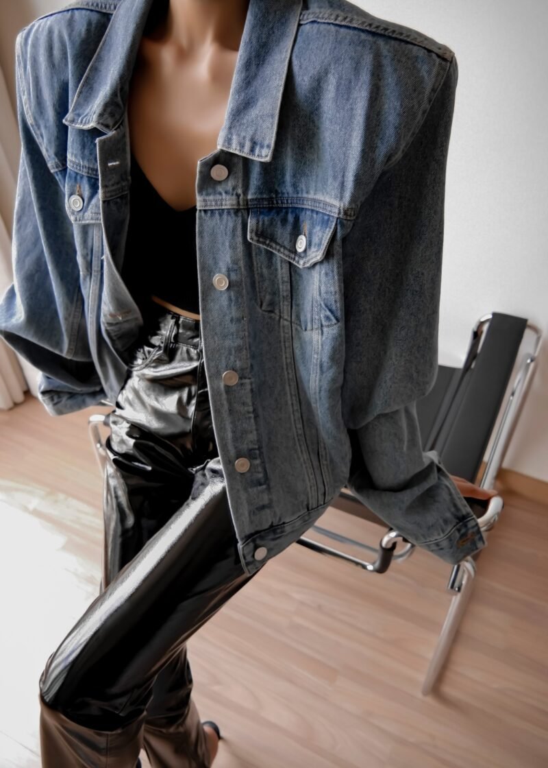 Padded Denim Jacket - Light Wash - Image 7
