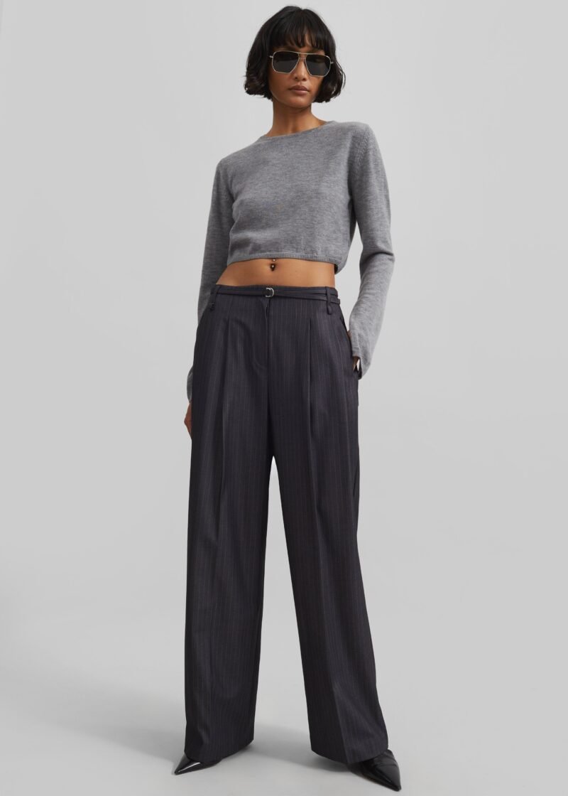 Zip Cropped Sweater - Grey - Image 4
