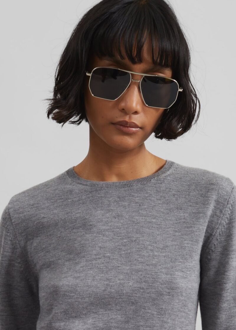 Zip Cropped Sweater - Grey - Image 2