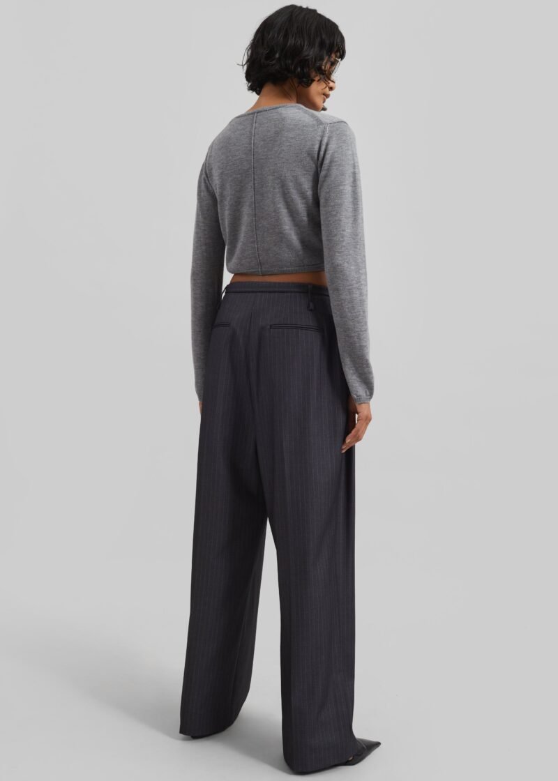 Zip Cropped Sweater - Grey - Image 6
