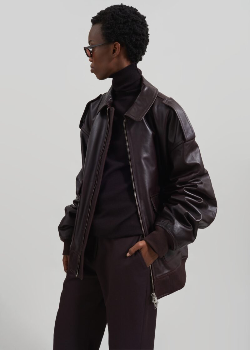 Leather Jacket - Dark Plum - Image 8