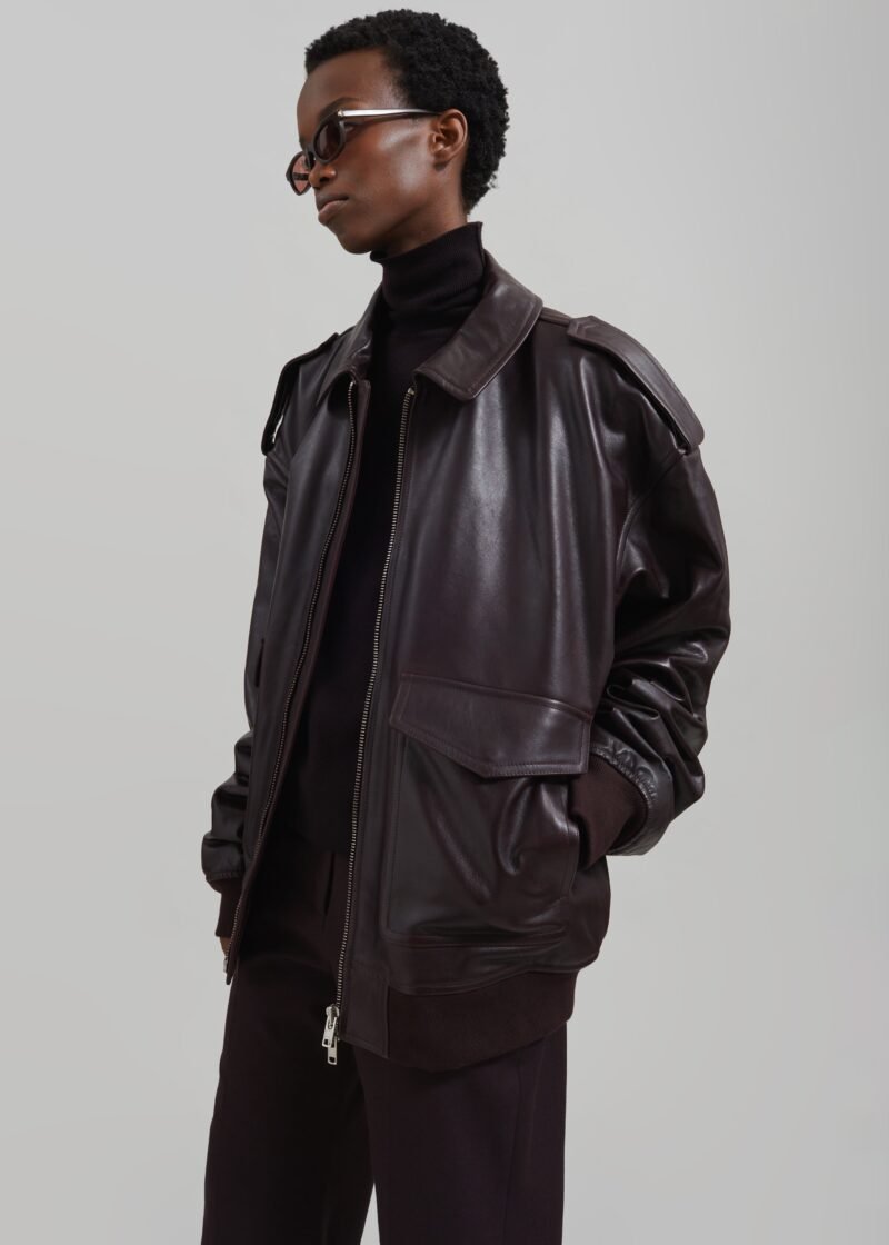 Leather Jacket - Dark Plum - Image 3