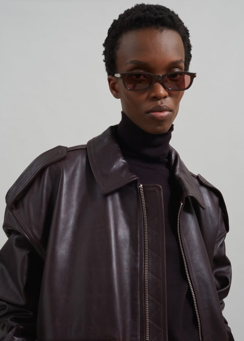 Leather Jacket - Dark Plum - Image 5