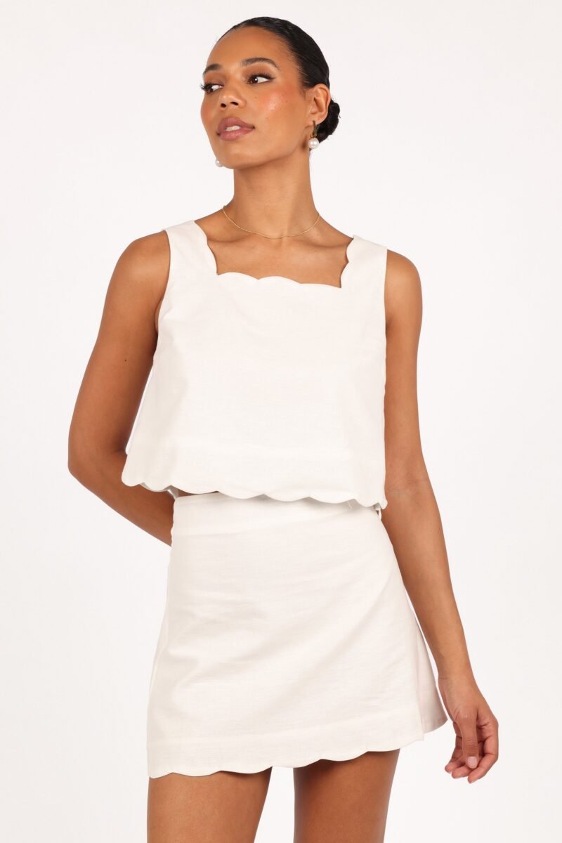 Scalloped Mini Skirt - Cloud White - Image 4