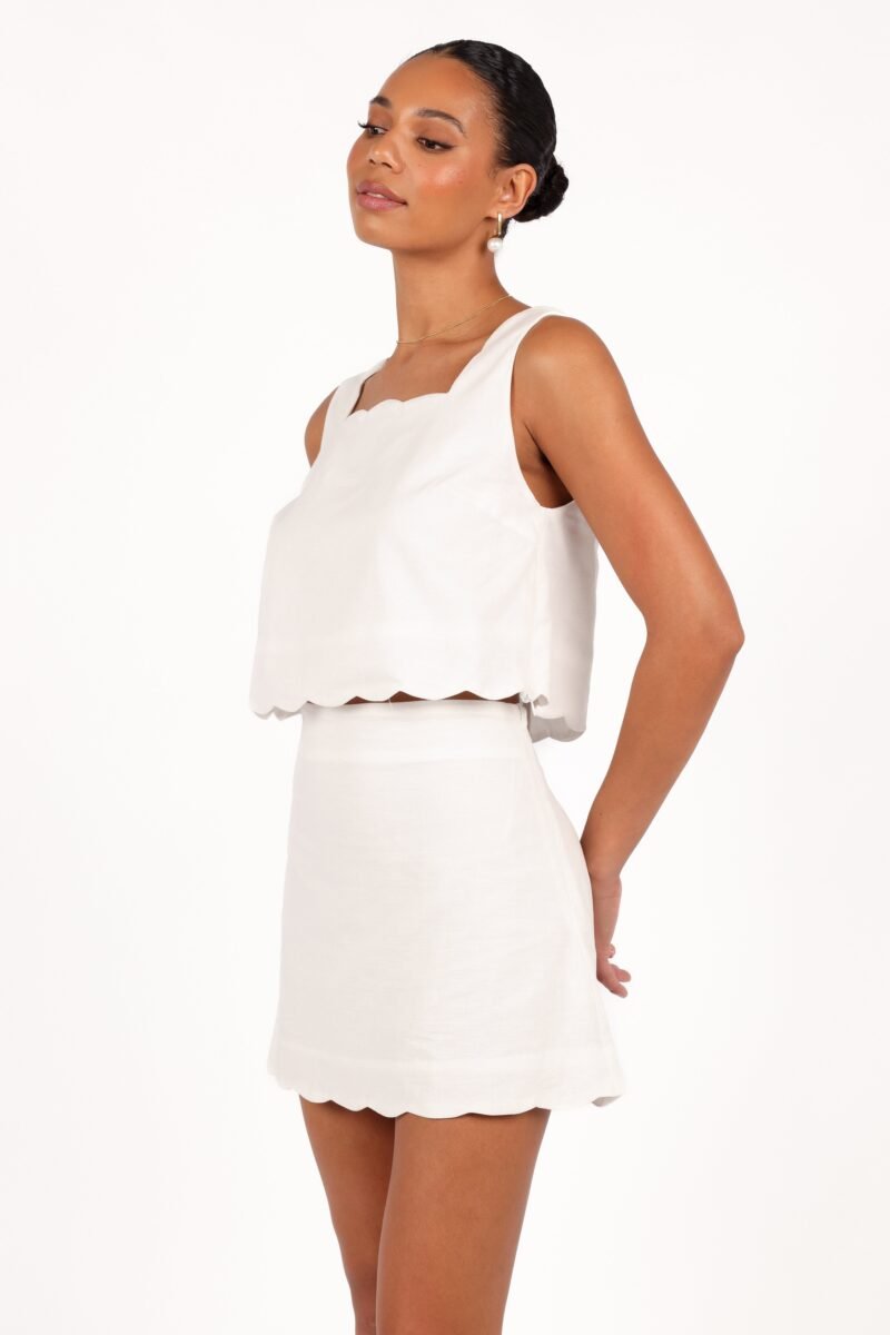 Scalloped Mini Skirt - Cloud White - Image 5
