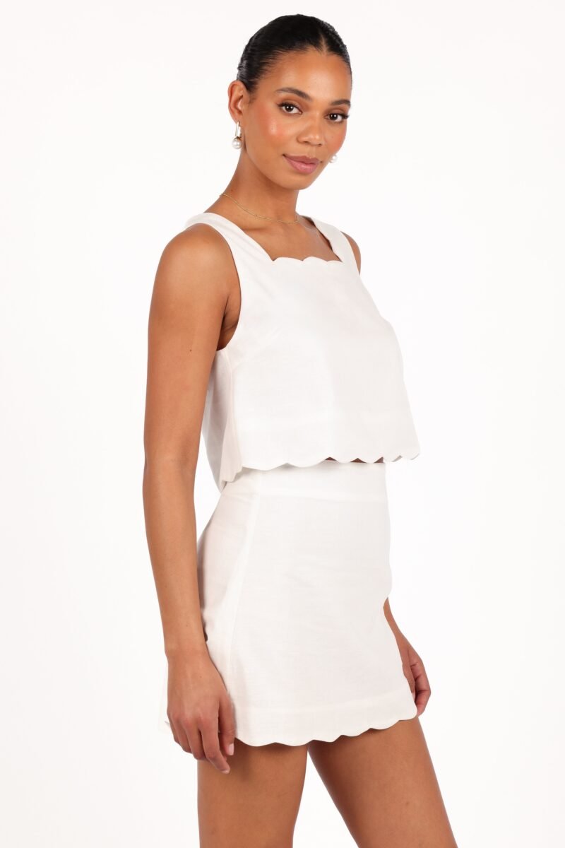 Scalloped Mini Skirt - Cloud White - Image 7