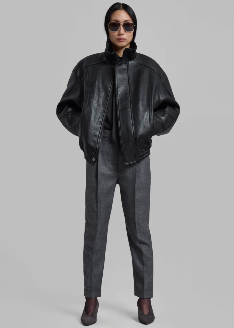 Quilted Bomber Jacket - Black - Image 2