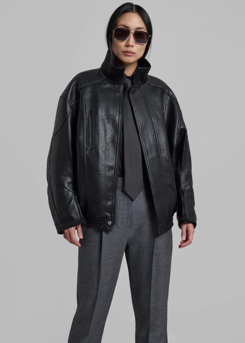 Quilted Bomber Jacket - Black - Image 5