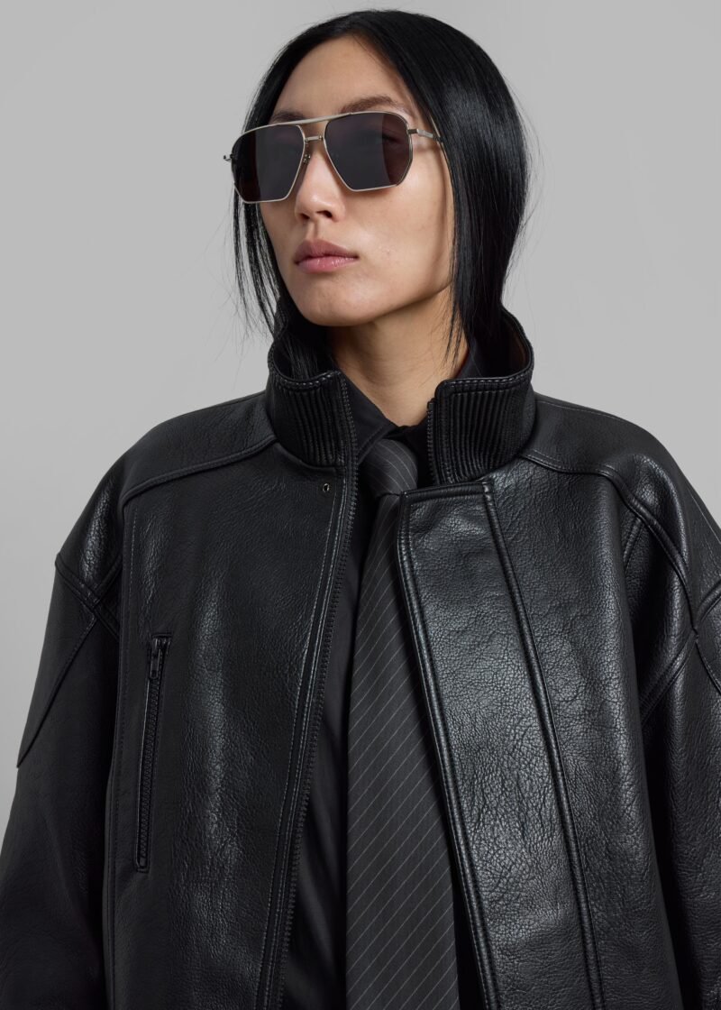 Quilted Bomber Jacket - Black - Image 3