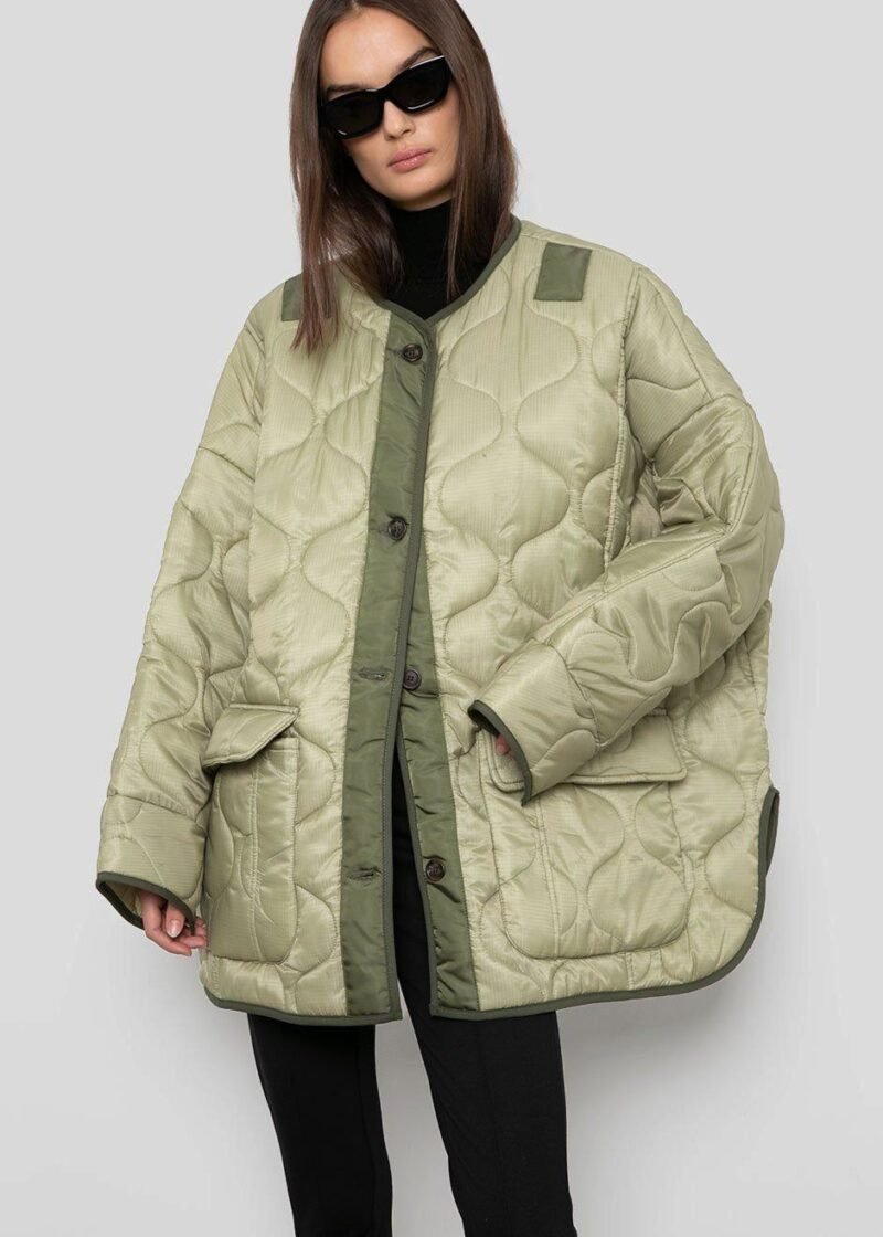 Quilted Jacket - Moss Green - Image 2