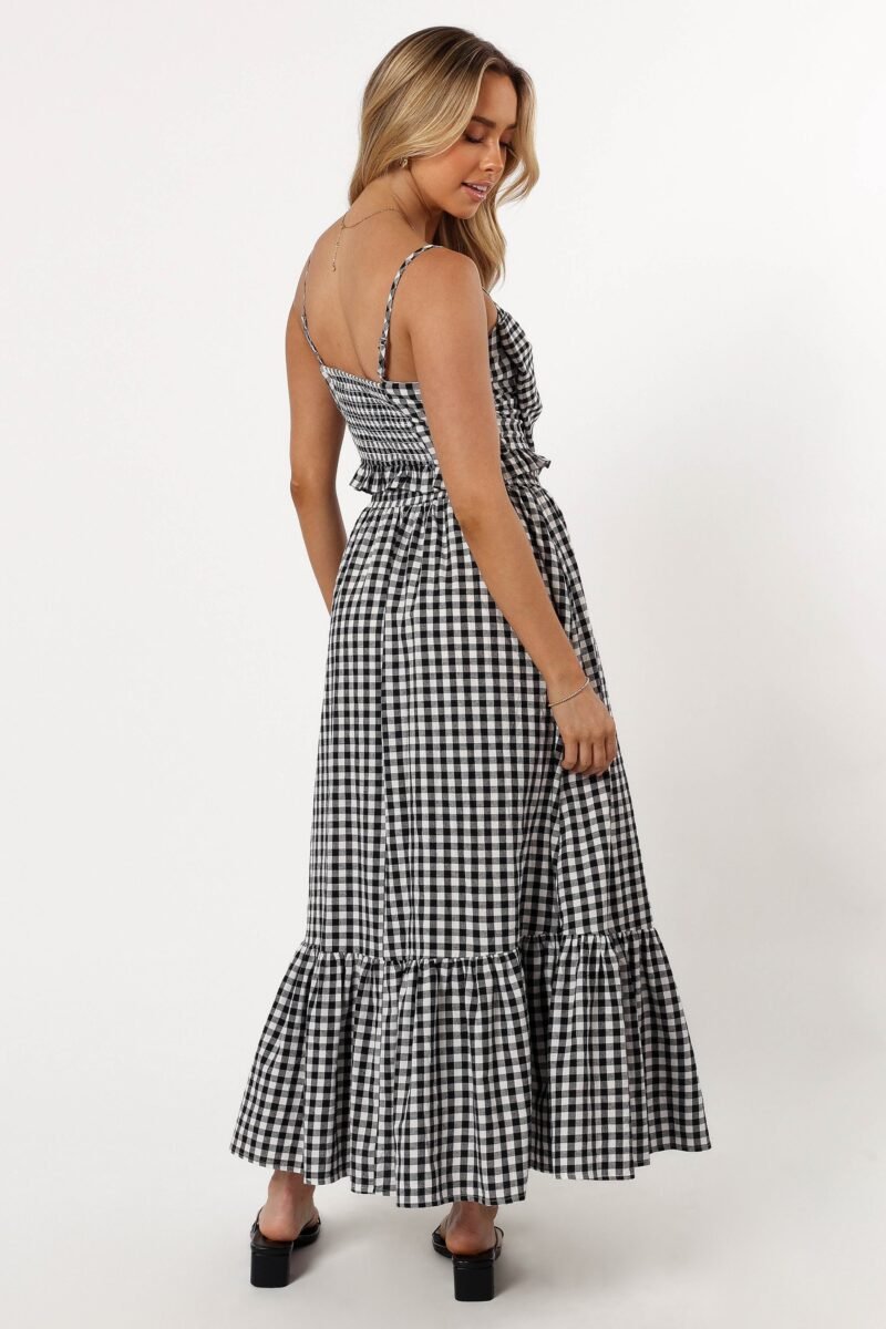 Tiered Midi Skirt - Black Gingham - Image 5