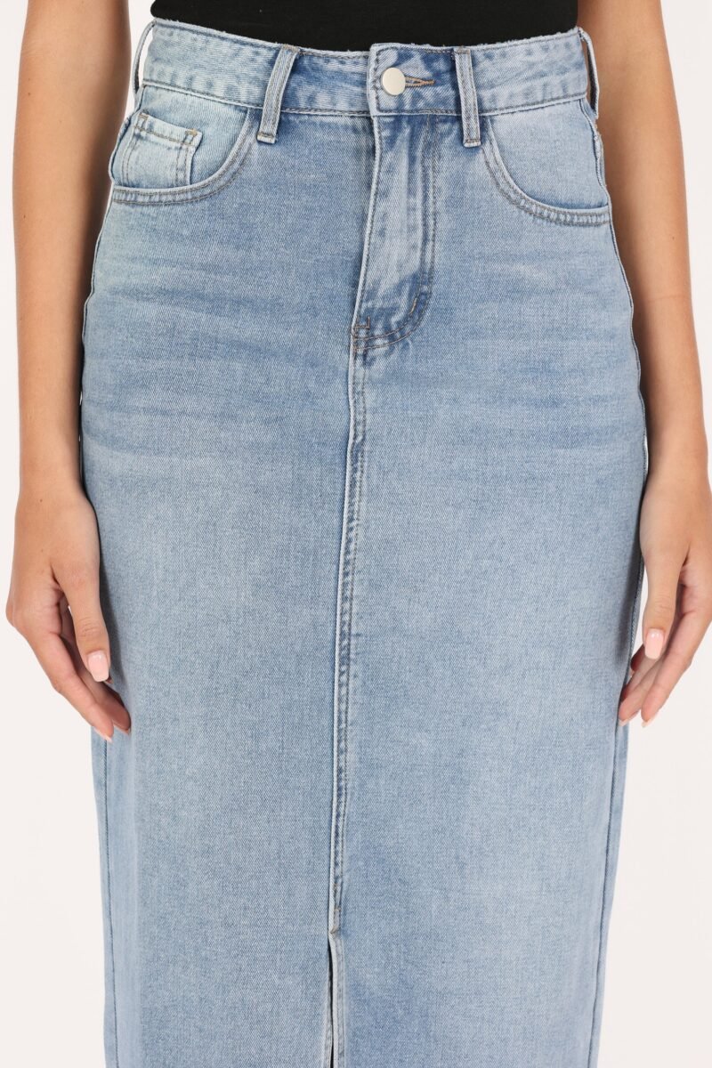 Denim Midi Skirt - Blue Wash - Image 4