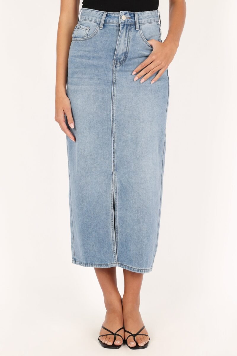 Denim Midi Skirt - Blue Wash - Image 5