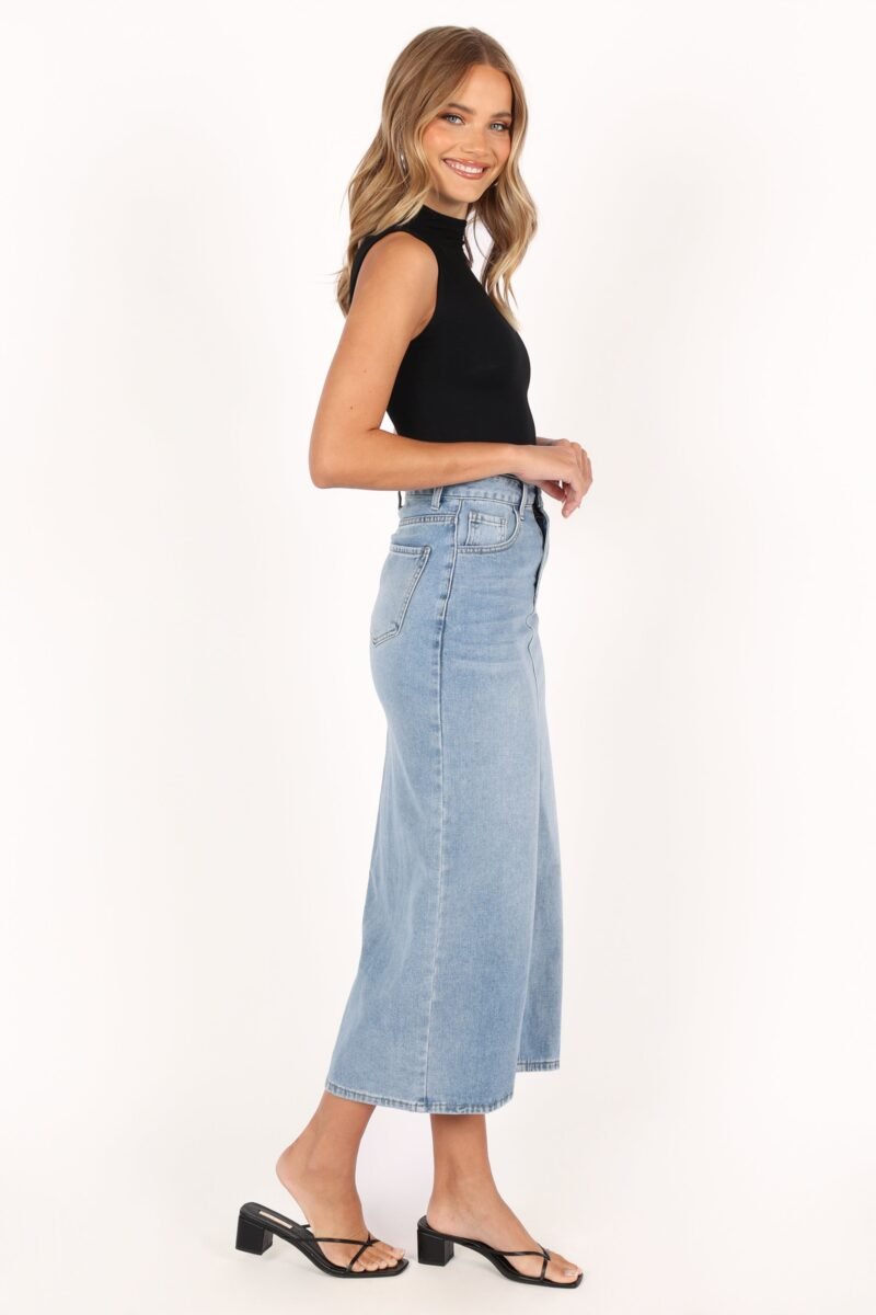Denim Midi Skirt - Blue Wash - Image 9