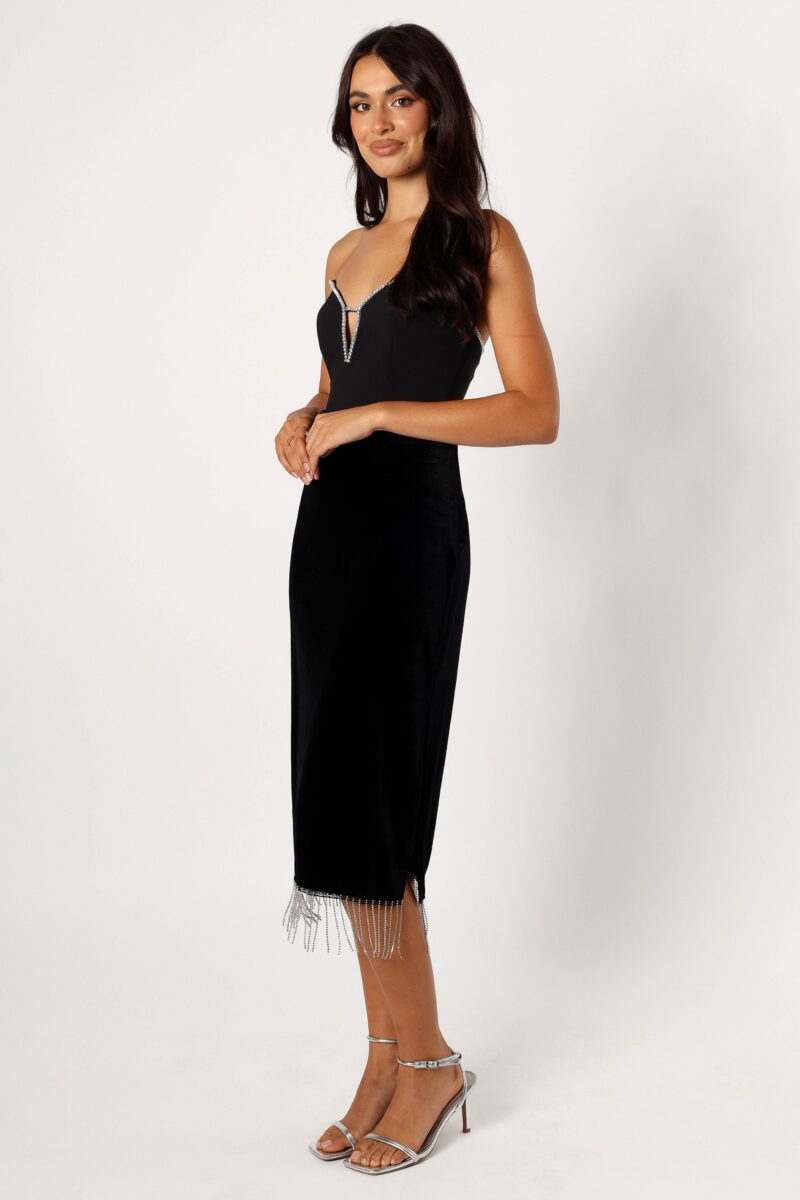 Velvet Fringe Skirt - Black - Image 3