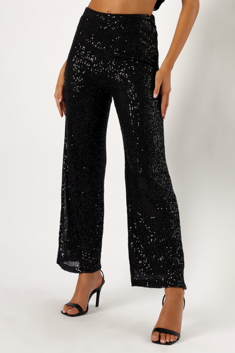 Sequin Flare Pant - Black - Image 6