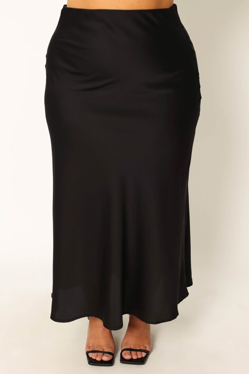 Satin Midi Skirt - Black - Image 13