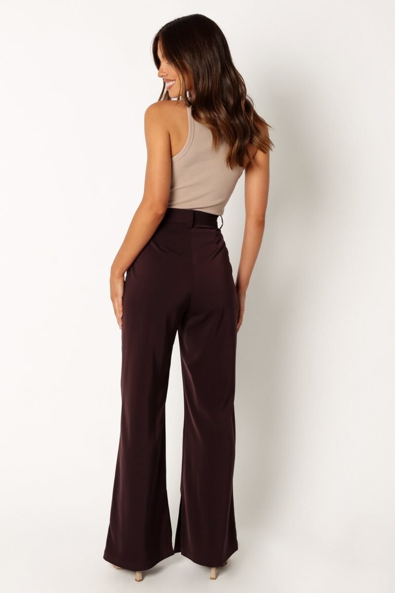 Silky Wide Leg Trousers - Merlot - Image 6