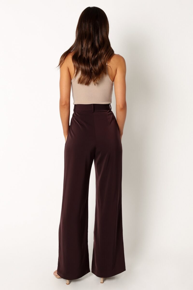 Silky Wide Leg Trousers - Merlot - Image 7