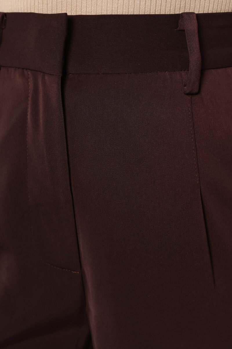 Silky Wide Leg Trousers - Merlot - Image 11