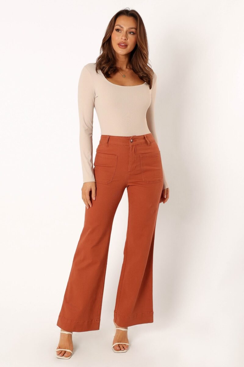 Wide Leg Jean - Tan - Image 2