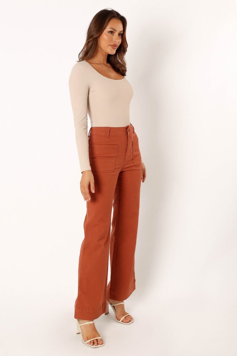 Wide Leg Jean - Tan - Image 3