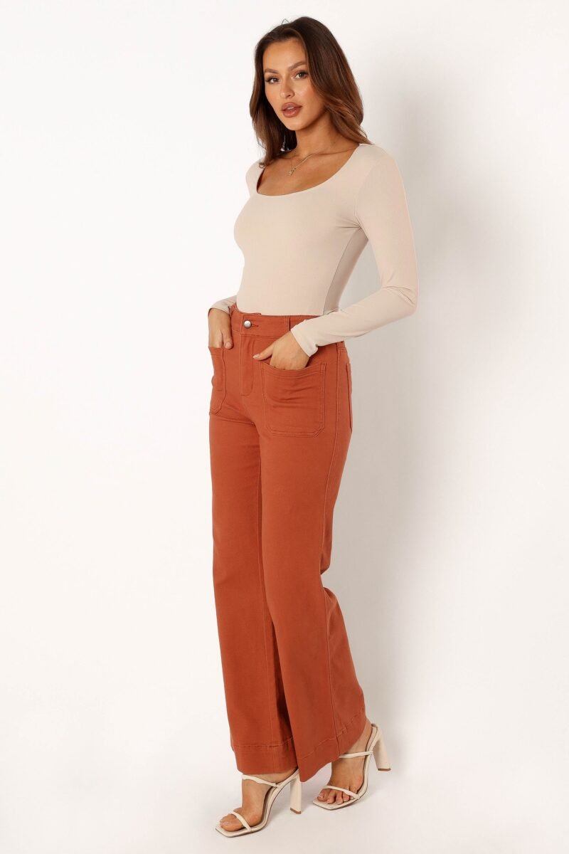 Wide Leg Jean - Tan - Image 7