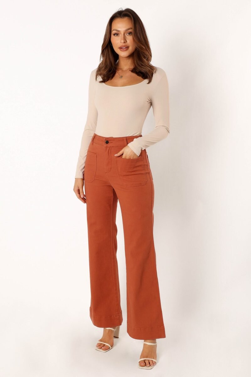 Wide Leg Jean - Tan - Image 8
