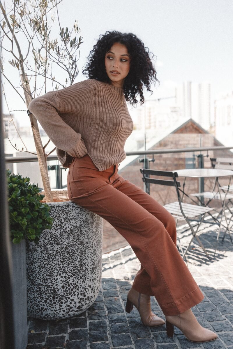 Wide Leg Jean - Tan