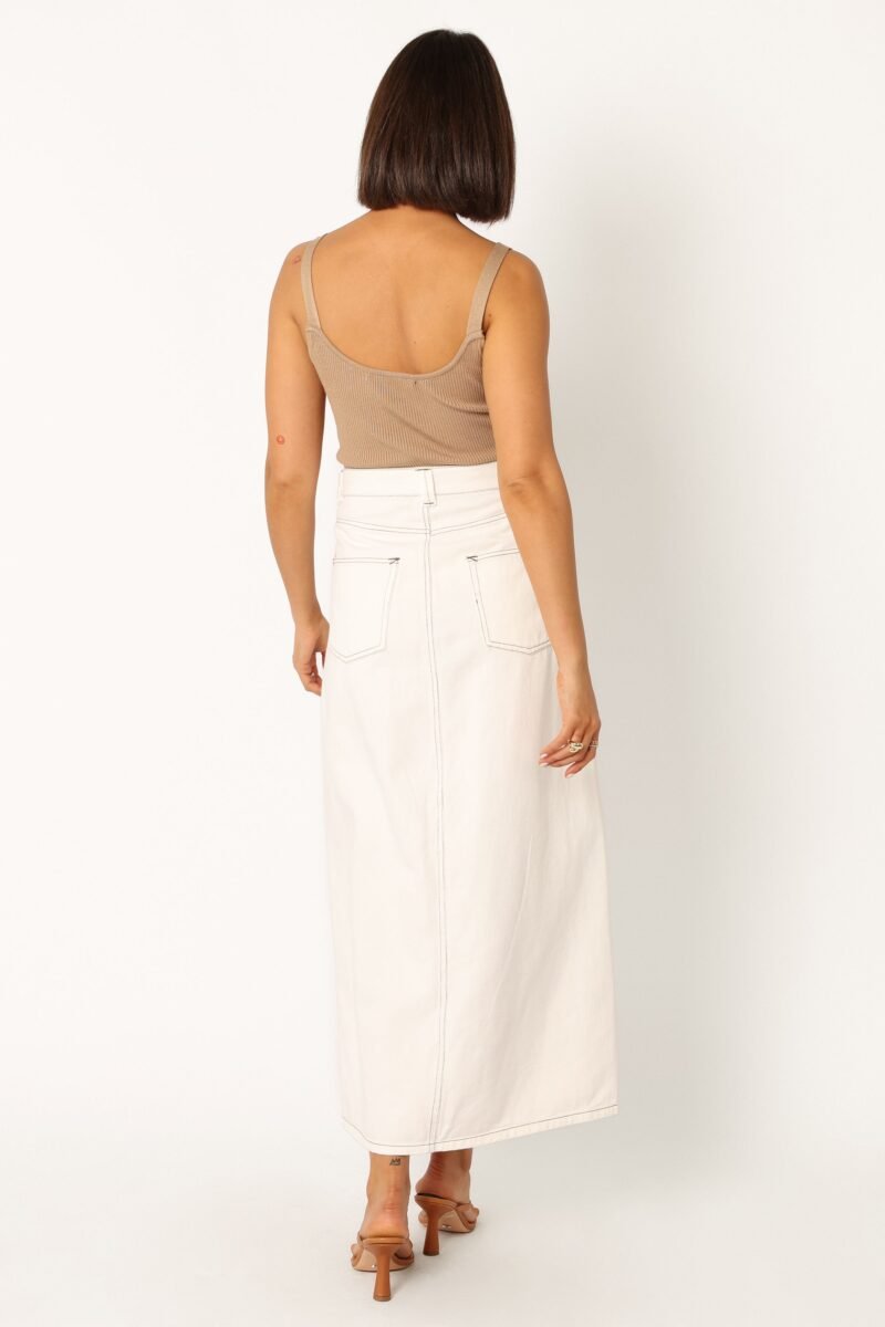 Denim Midi Skirt - White - Image 8