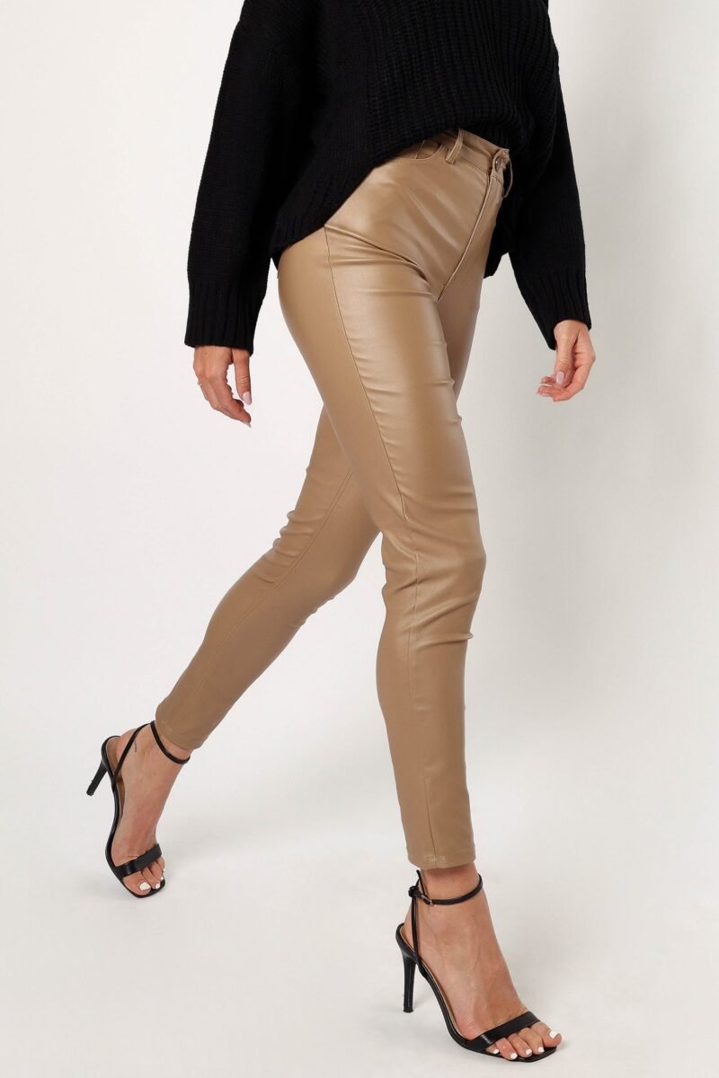 Vegan Leather Pants - Tan
