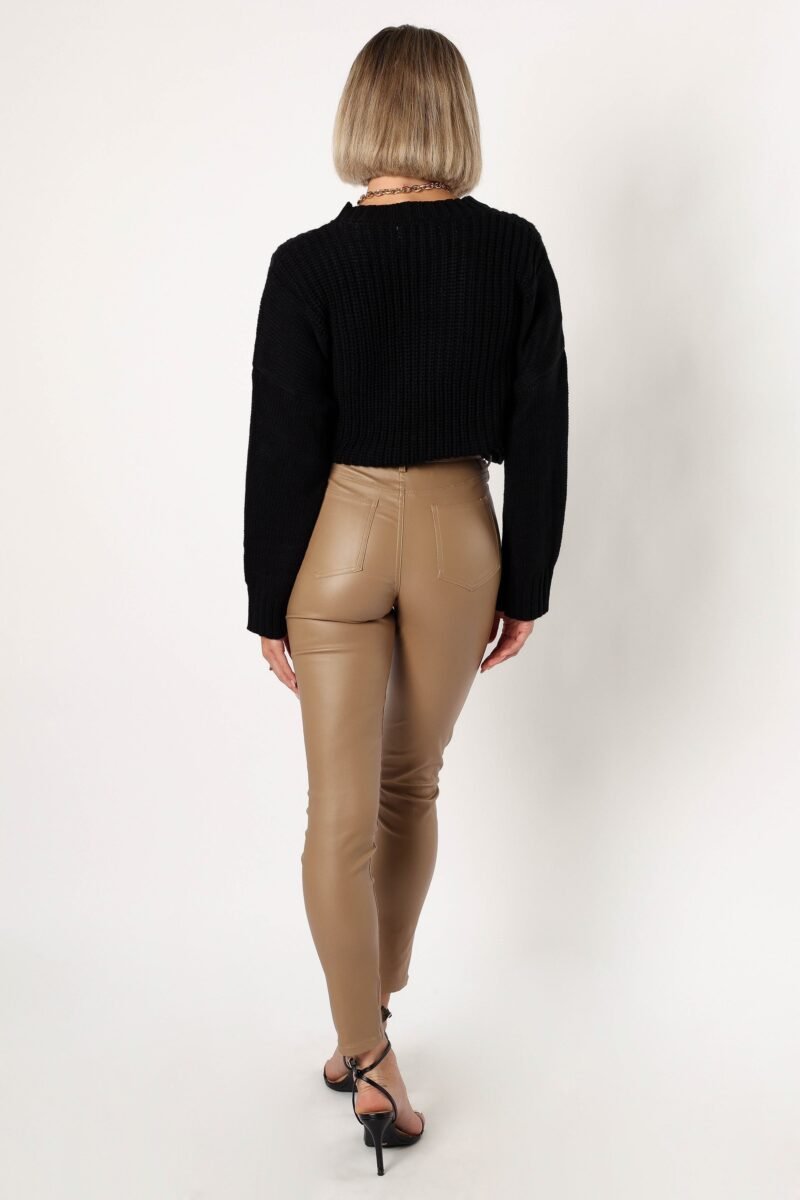 Vegan Leather Pants - Tan - Image 6