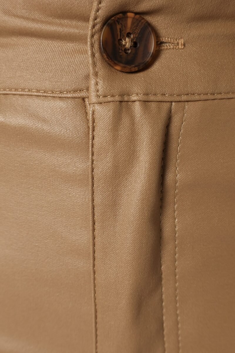 Vegan Leather Pants - Tan - Image 8