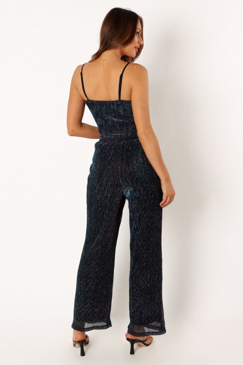 Wide Leg Pant - Black Teal - Image 6