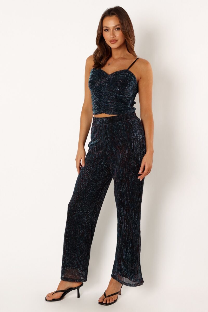 Wide Leg Pant - Black Teal - Image 7