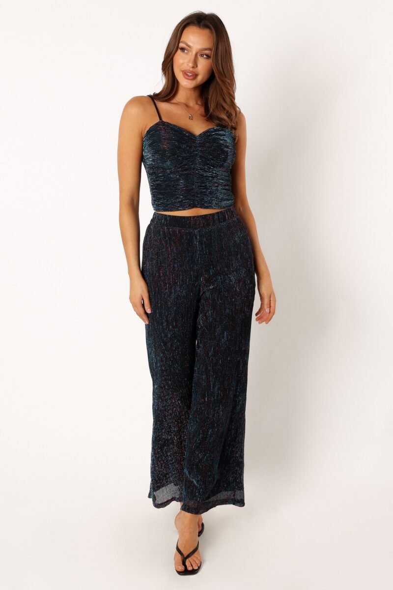 Wide Leg Pant - Black Teal - Image 8