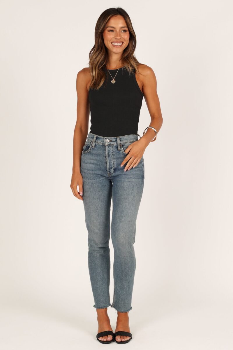 Ari Ribbed Tank Top - Black - Image 8