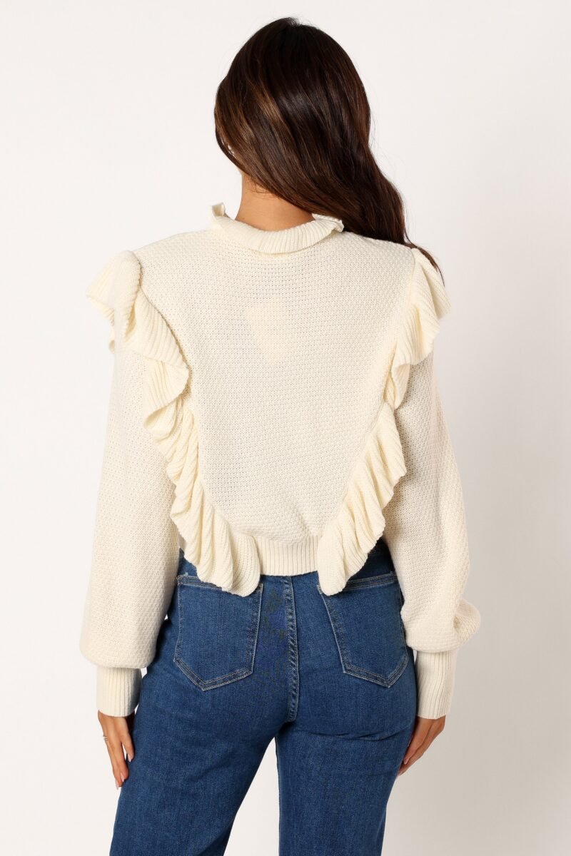 Knit Long Sleeve Top - Cream - Image 6