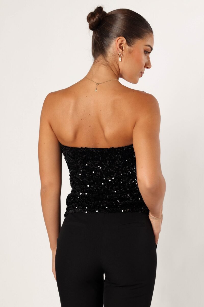 Sweetheart Sequin Top - Black - Image 3