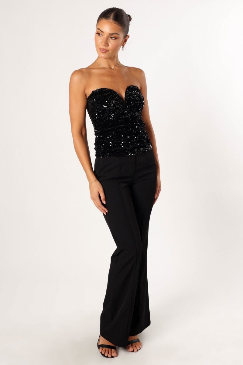 Sweetheart Sequin Top - Black - Image 4