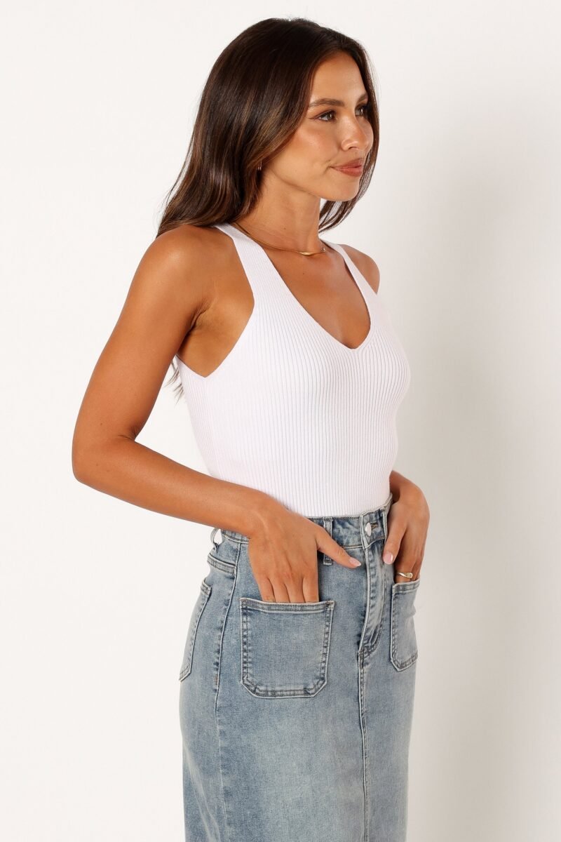 Emily Rib Top - White - Image 4