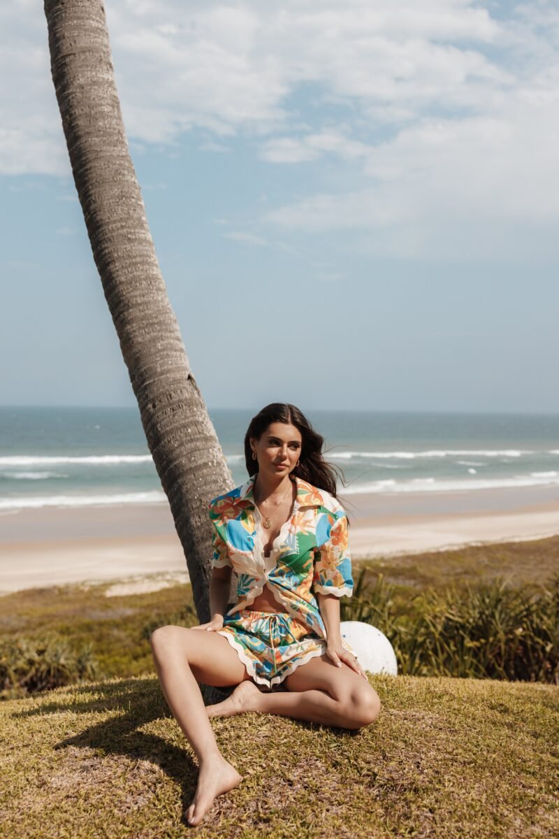 Button Down Top - Malta Print