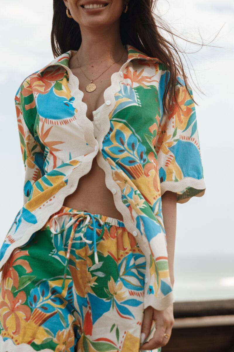 Button Down Top - Malta Print - Image 2