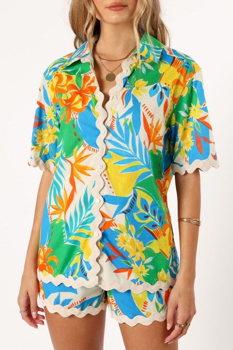 Button Down Top - Malta Print - Image 8