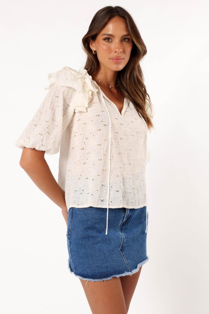 Ruffled Top - Cream - Image 4