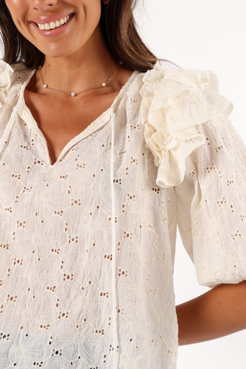 Ruffled Top - Cream - Image 2