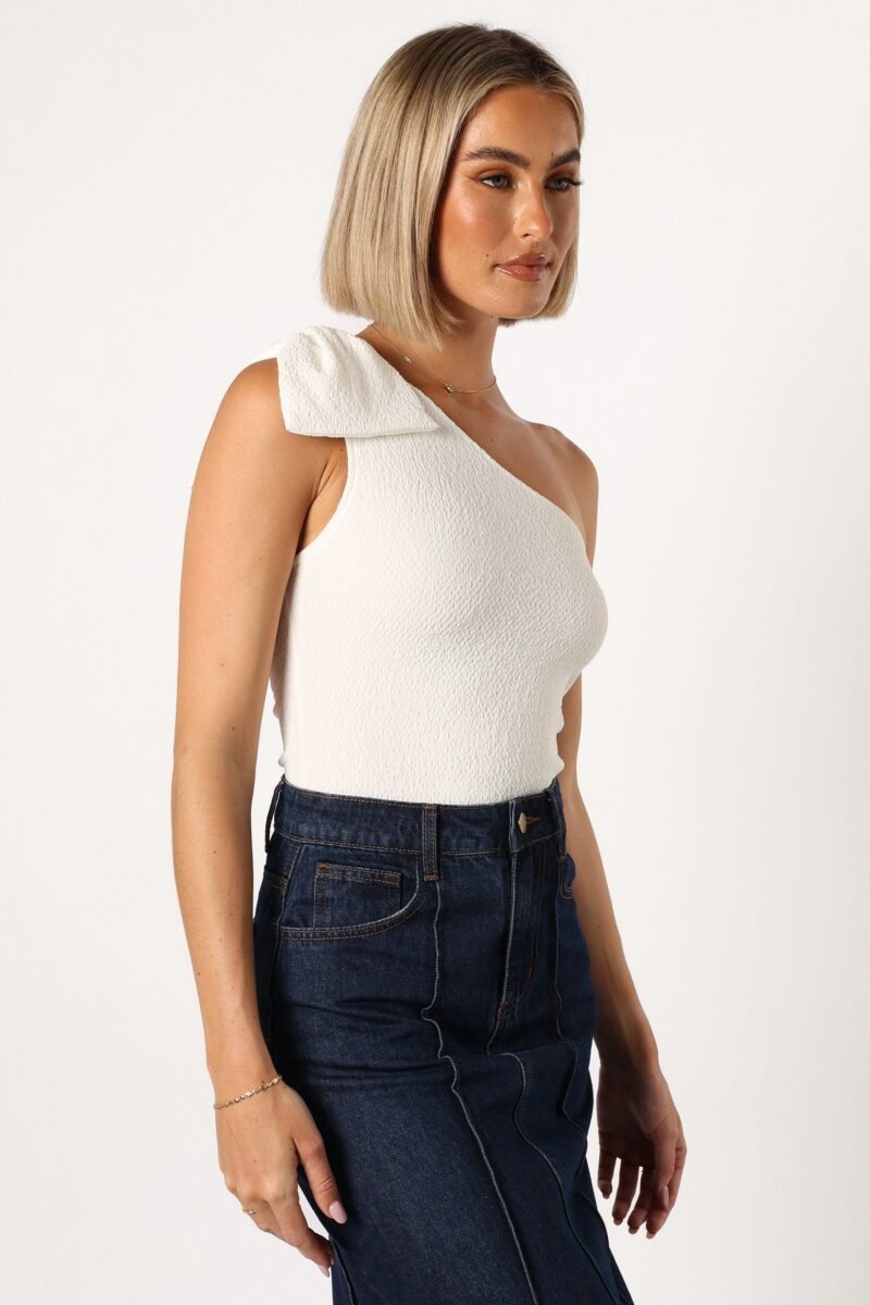 Jordana One Shoulder Bodysuit - White - Image 3