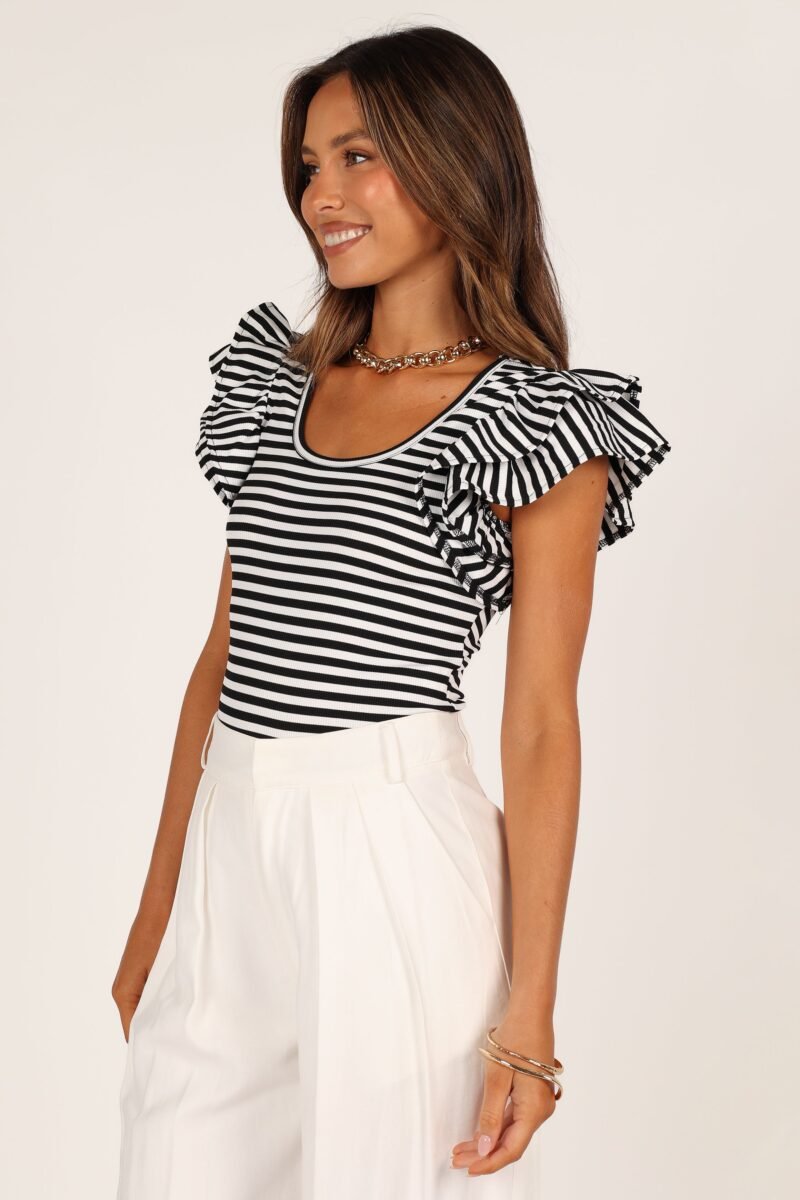 Martina Ribbed Top - Black Stripe - Image 6
