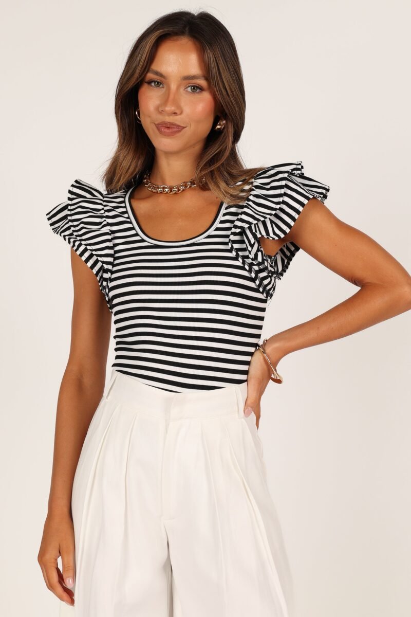 Martina Ribbed Top - Black Stripe - Image 9