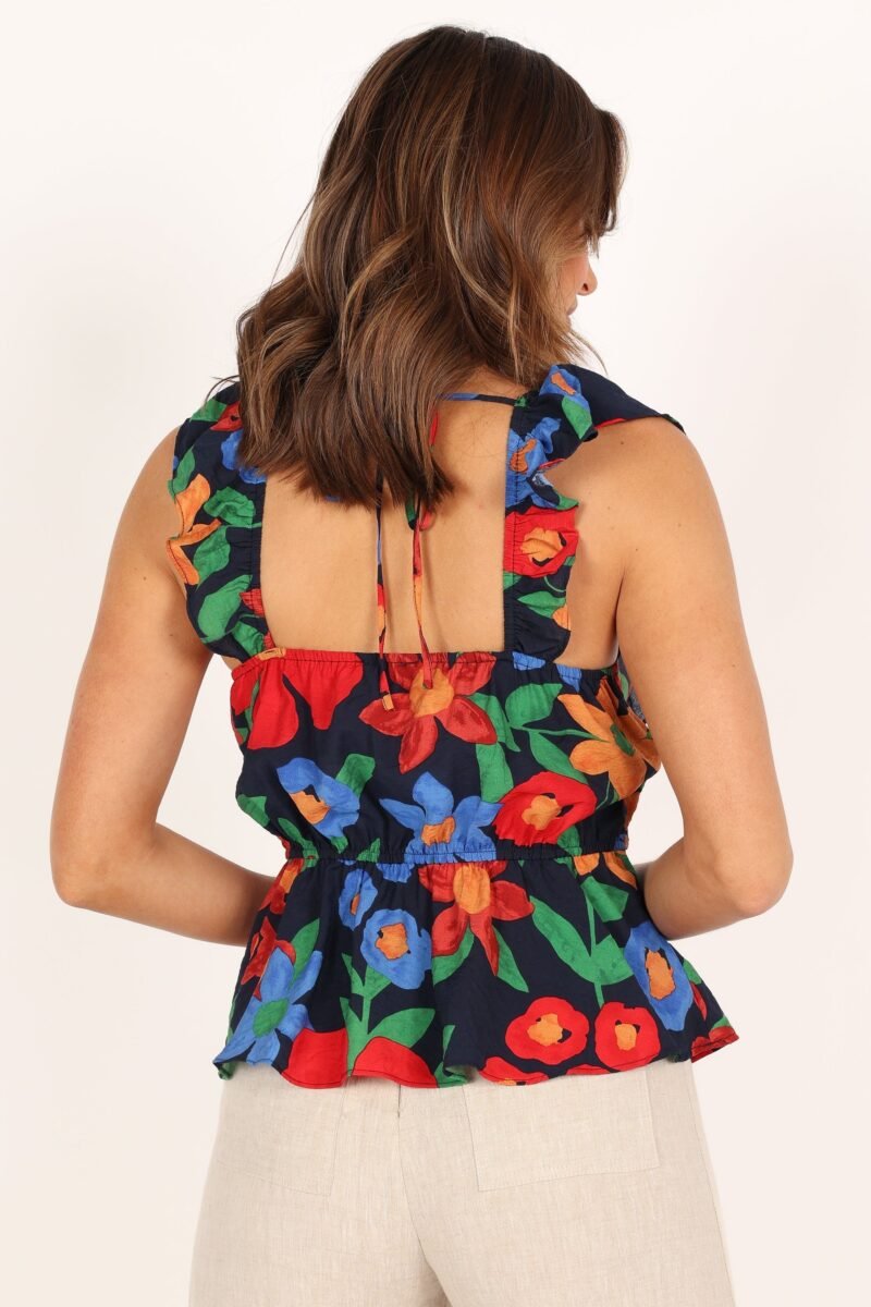 Frill Peplum Top - Navy Blue - Image 6